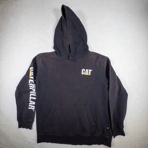 CAT Caterpillar Black Hoodie Sweatshirt Kids XL/TG/EG 18-20 Workwear Logo‎